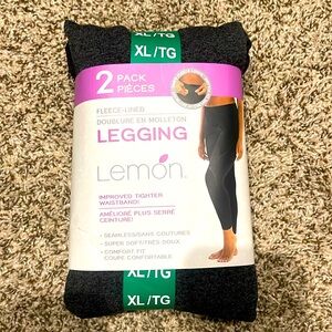 XL Lemon Leggings Fleece lined: 2 Pack Grey/Black